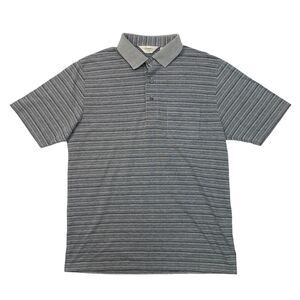 Vintage Palmland Classics Polo Shirt Mens L Large Gray Striped Cotton Blend